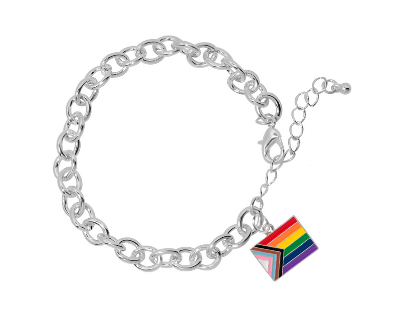 "Progress Pride" Flag by Daniel Quasar Chunky Charm Bracelets - The Awareness Company