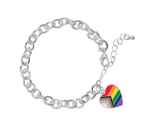 Load image into Gallery viewer, Quasar Rainbow Heart Flag Chunky Charm Bracelets