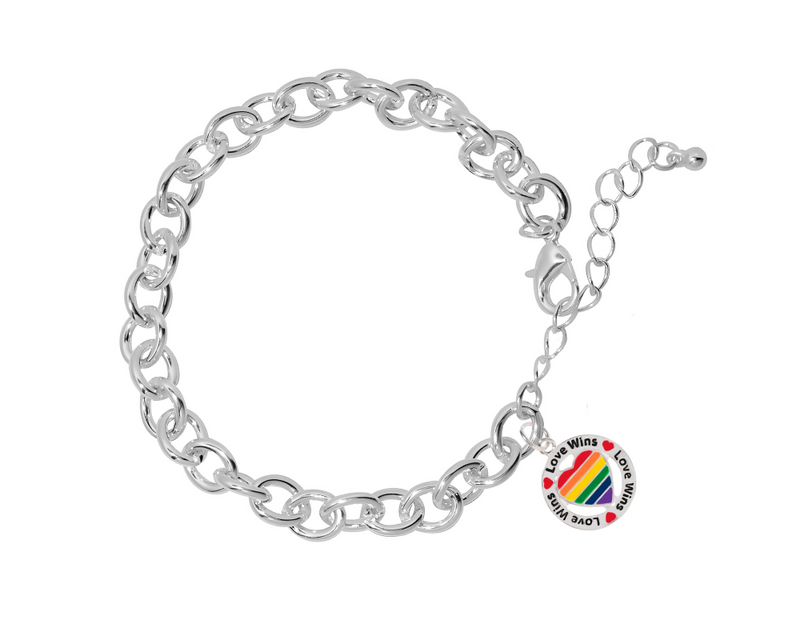 Rainbow Heart Love Wins Chunky Charm Bracelets, The Awareness Company