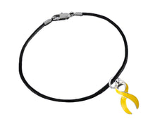 Load image into Gallery viewer, Black Cord Gold Ribbon Bracelets Wholesale, Childhood Cancer Awareness Jewelry - The Awareness Company