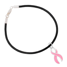Load image into Gallery viewer, Large Pink Ribbon Breast Cancer Awareness Leather Cord Bracelets