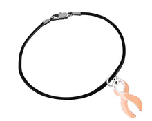 Load image into Gallery viewer, Bulk Peach Ribbon Uterine Cancer Cord Bracelets - The Awareness Company