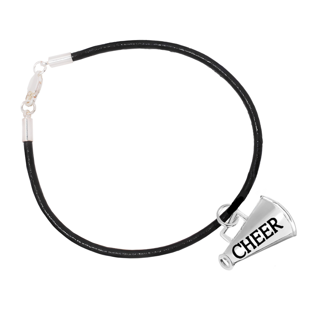 Megaphone Cheerleading Black Cord Bracelets