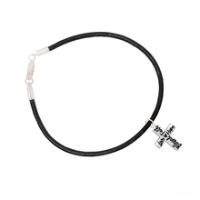 Load image into Gallery viewer, Blessed, Hope, Faith, and Love Cross Black Cord Leather Bracelet