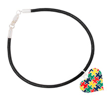 Load image into Gallery viewer, Colored Heart Puzzle Piece Autism Leather Cord Bracelets