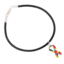 Load image into Gallery viewer, Autism Ribbon with Red Heart Design Leather Cord Bracelets