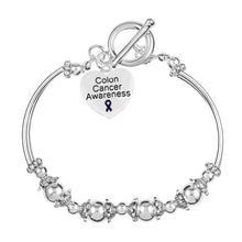 Load image into Gallery viewer, Colon Cancer Awareness Heart Charm Partial Beaded Bracelet