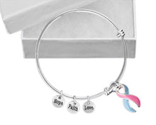 Load image into Gallery viewer, Bulk Blue and Pink Ribbon Retractable Charm Bracelets for Infant Death, SIDS Gifts - The Awareness Company