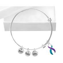 Load image into Gallery viewer, Teal &amp; Purple Ribbon Awareness Retractable Bracelets