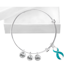 Load image into Gallery viewer, Teal Ribbon Ovarian Cancer Retractable Bracelet - The Awareness Company