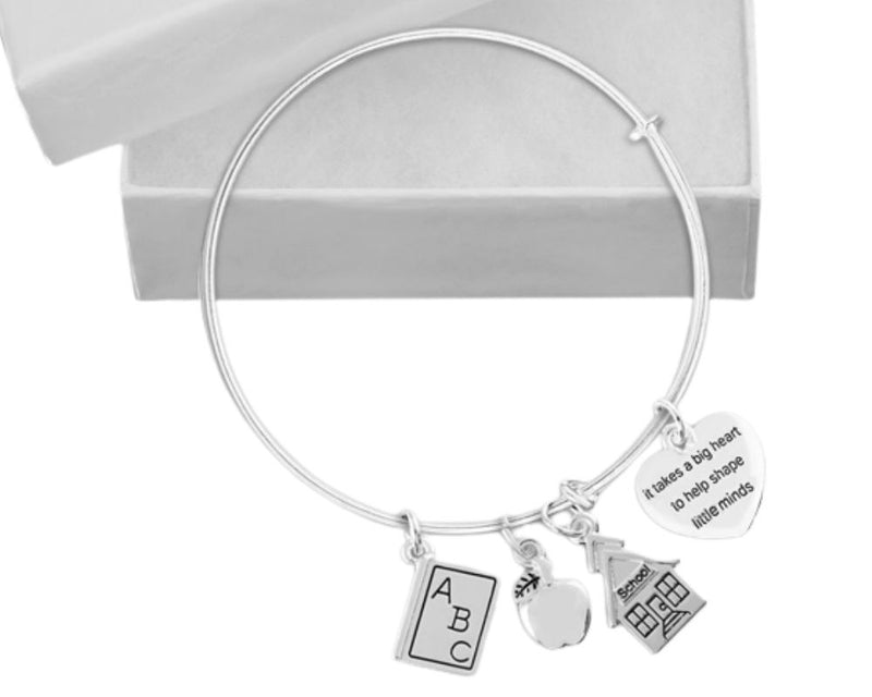It Takes a Big Heart Retractable Charm Bracelets for Teachers and Educators - The Awareness Company