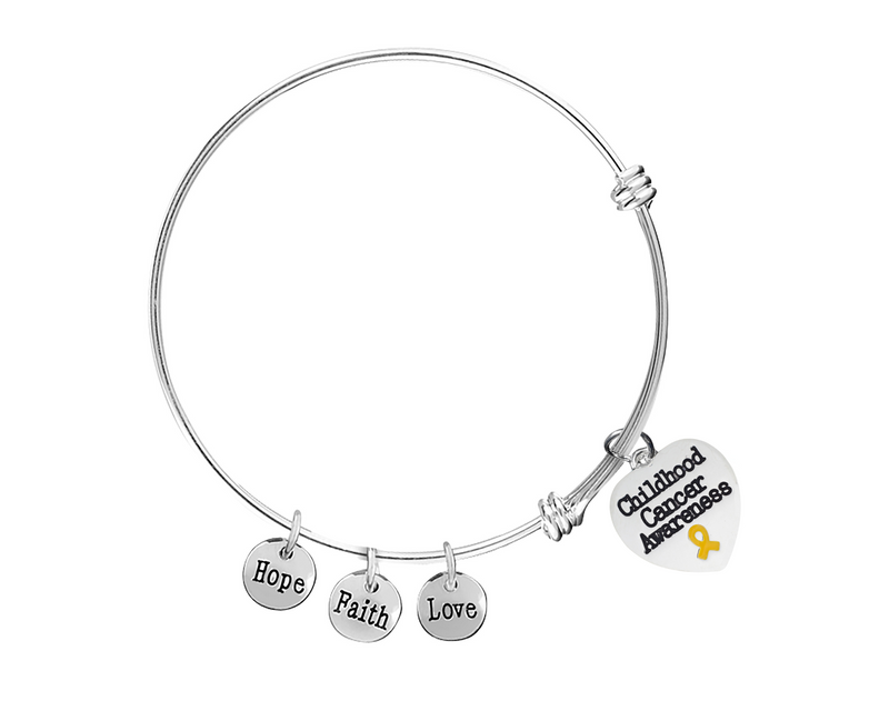 Childhood Cancer Heart Retractable Charm Bracelets