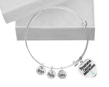 Load image into Gallery viewer, Bulk Prostate Cancer Heart Charm Light Blue Ribbon Retractable Bracelets - The Awareness Company