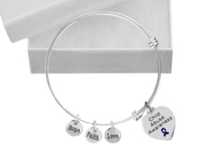 Load image into Gallery viewer, Bulk Child Abuse Awareness Heart Charm Retractable Bracelets - The Awareness Company