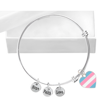 Load image into Gallery viewer, Bulk Transgender Heart Retractable Charm Bracelets - LGBTQ Jewelry - The Awareness Company