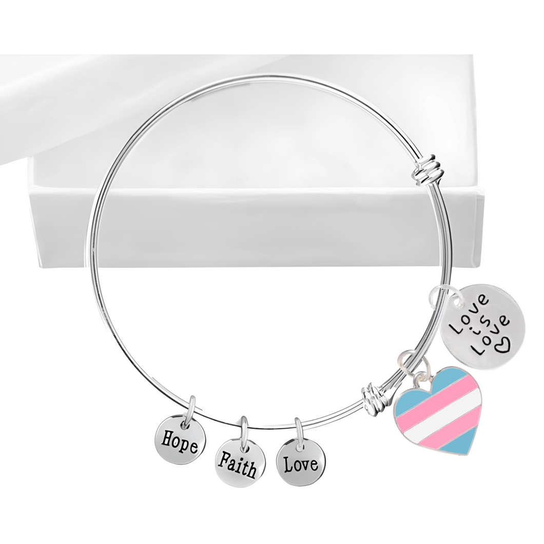 Bulk Transgender Love Is Love Retractable Charm Bracelets - The Awareness Company