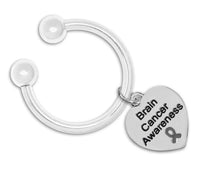Load image into Gallery viewer, Heart Shaped Brain Cancer Key Chains