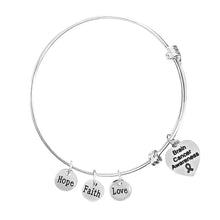 Load image into Gallery viewer, Brain Cancer Awareness Heart Retractable Charm Bracelets