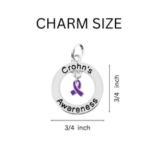 Load image into Gallery viewer, Crohn&#39;s Disease Purple Ribbon Awareness Circle Charm Split Style Keychains - The Awareness Company