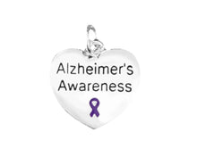 Load image into Gallery viewer, Alzheimer&#39;s Disease Charm, Alzheimers Purple Ribbon Charms in Bulk - The Awareness Company