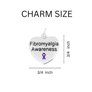 Bulk Purple Ribbon  Fibromyalgia Awareness Heart Earrings - The Awareness Company