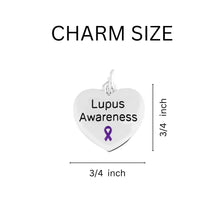 Load image into Gallery viewer, Bulk Purple Ribbon Lupus Awareness Heart Earrings - The Awareness Company