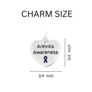 Bulk Dark Blue Ribbon Arthritis Awareness Heart Retractable Charm Bracelets - The Awareness Company