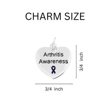 Load image into Gallery viewer, Bulk Arthritis Awareness Dark Blue Ribbon Heart Charm Necklaces - The Awareness Company