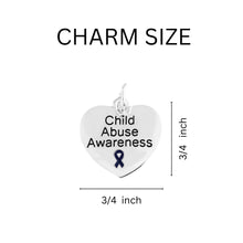 Load image into Gallery viewer, Bulk Dark Blue Ribbon Child Abuse Awareness Heart Charm Link Style Chunky Bracelets - The Awareness Company