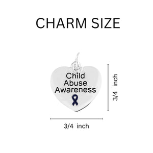 Bulk Child Abuse Awareness Large Heart Retractable Charm Bracelets - The Awareness Company