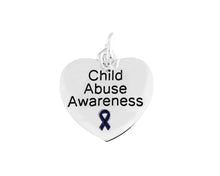 Load image into Gallery viewer, Dark Blue Ribbon Child Abuse Awareness Heart Charms - The Awareness Company