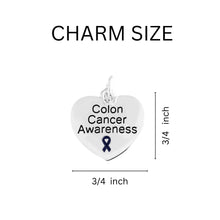 Load image into Gallery viewer, Bulk Dark Blue Ribbon Colon Cancer Awareness Heart Charm Chunky Bracelets - The Awareness Company