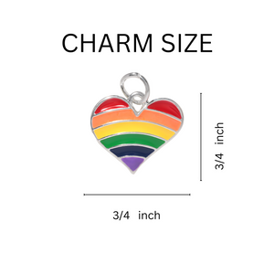 Bulk Rainbow Heart Charms, Gay Pride Awareness Pendants - The Awareness Company