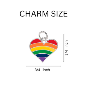 Bulk Rainbow Heart Retractable Charm Bracelets - LGBTQ Jewelry - The Awareness Compay