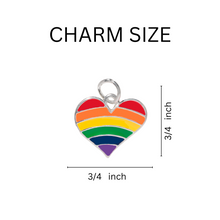 Load image into Gallery viewer, Bulk Gay Pride Rainbow Heart Love Is Love Retractable Charm Bracelets - The Awareness Company