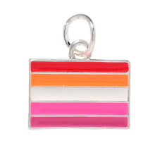 Load image into Gallery viewer, Bulk Rectangle Lesbian Sunset Flag Charms, LGBTQ Charms, Gay Pride - The Awareness Company