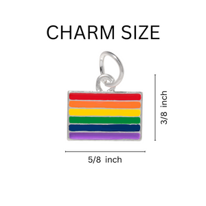 Rainbow Rectangle Flag Silver Beaded Bracelets, Gay Pride Jewelry - The Awareness Company