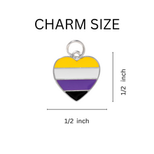 Load image into Gallery viewer, Bulk Non-Binary Flag Heart Charms for Gay Pride Jewelry Making - The Awareness Company