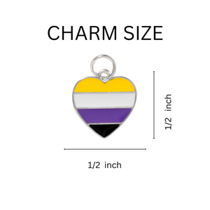 Bulk Non-Binary Flag Heart Charms for Gay Pride Jewelry Making - The Awareness Company