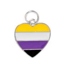 Load image into Gallery viewer, Bulk Non-Binary Flag Heart Charms for Gay Pride Jewelry Making - The Awareness Company