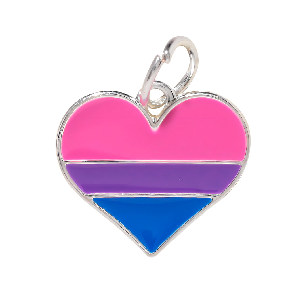 Bulk Bisexual Heart Charms, Bi-Pride Pendants - The Awareness Company
