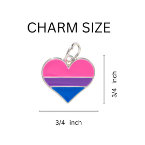 Bulk Bisexual Heart Flag Black Cord Necklaces - Gay Pride Jewelry - The Awareness Company