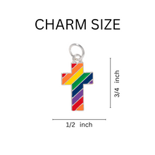 Load image into Gallery viewer, Bulk Rainbow Cross Flag Split Ring Key Chains, Bulk Gay Pride Jewelry - The Awareness Company