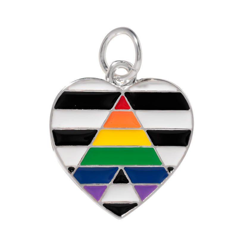 Bulk Straight Ally, Heterosexual Ally Heart Charms, LGBTQ Gay Pride - The Awareness Company