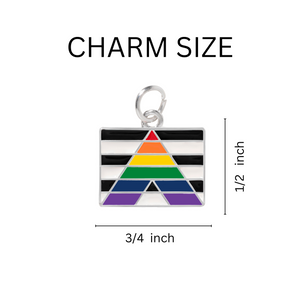 Bulk Straight Ally Rectangle Flag Partial Beaded Charm Bracelets, Gay Pride Jewelry - The Awareness Company