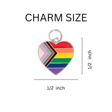 Load image into Gallery viewer, Quasar Rainbow Heart Flag Silver Rope Bracelets