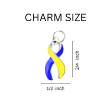 Load image into Gallery viewer, Bulk Blue &amp; Yellow Ribbon Hope Charms Retractable Bracelets - The Awareness Company