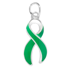Load image into Gallery viewer, Bulk Green Ribbon Awareness Charms for Mental Health, Organ Donation