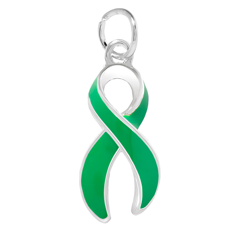 Bulk Green Ribbon Awareness Charms for Mental Health, Organ Donation