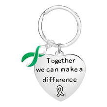 Load image into Gallery viewer, Bulk Green Ribbon Big Heart Key Chains - The Company